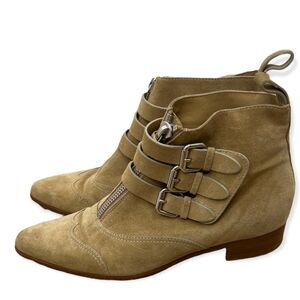 Tabitha Simmons Early Light Tan Suede Bootie